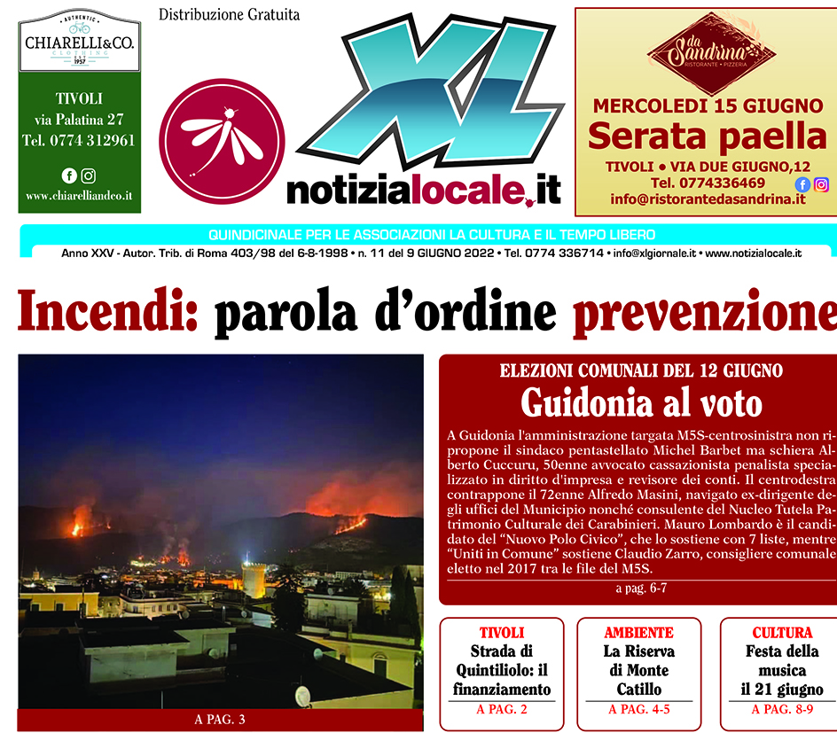 XLGIORNALE in distribuzione il n. 11 a Tivoli e Guidonia