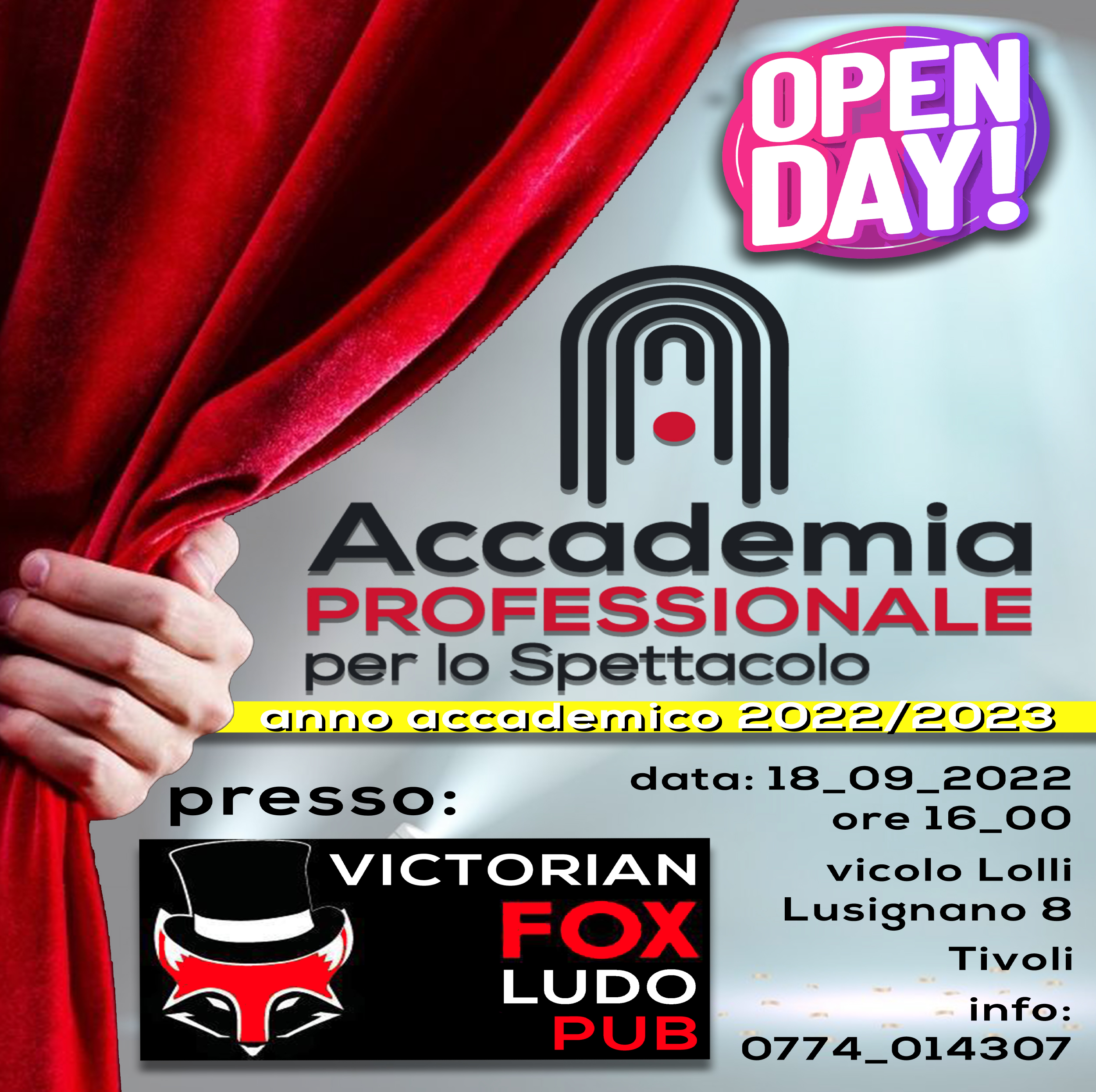 Open day dell Accademia Professionale per lo Spettacolo