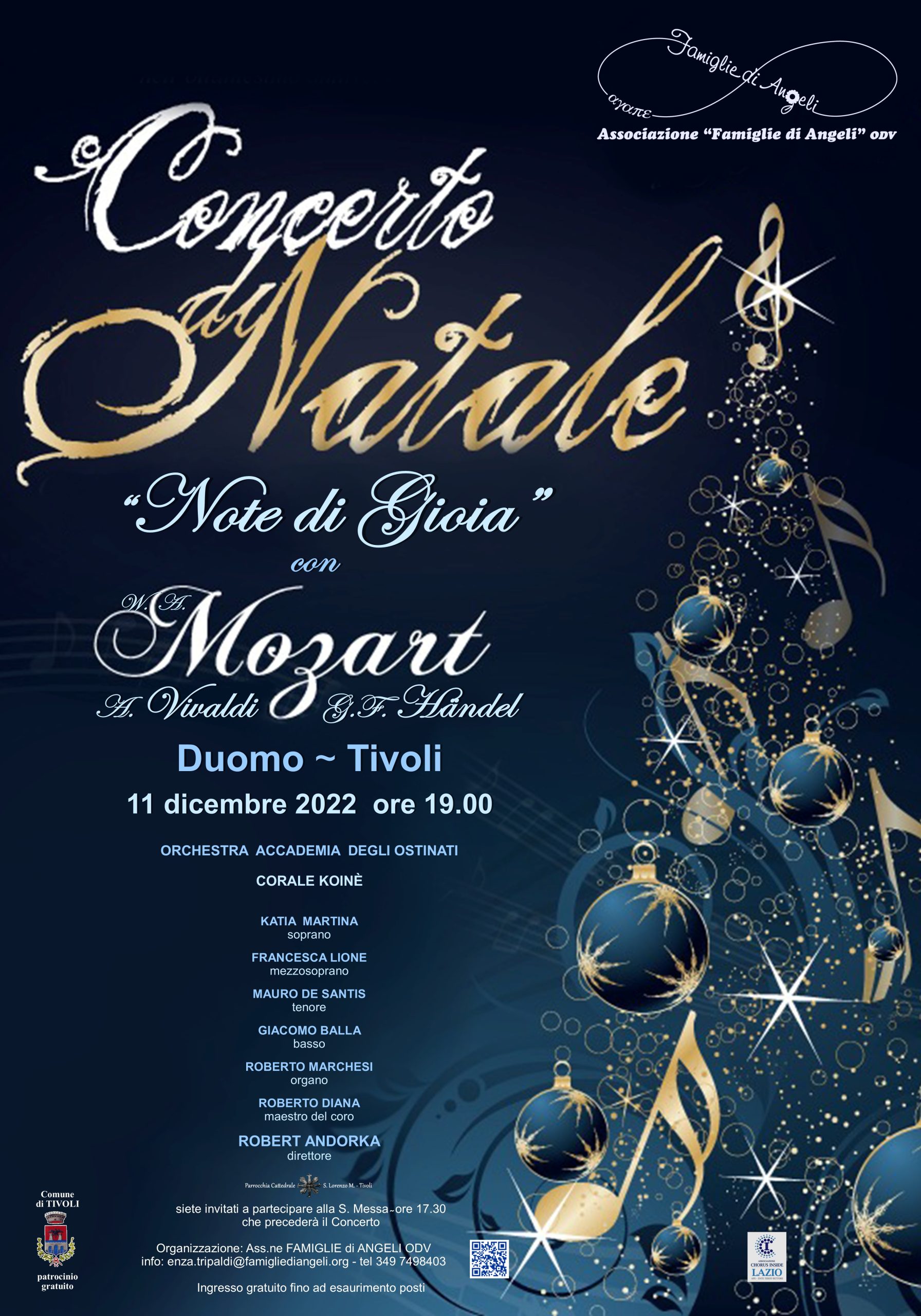 Tivoli: concerto di Natale “Note di Gioia” con l’associazione Famiglie di Angeli