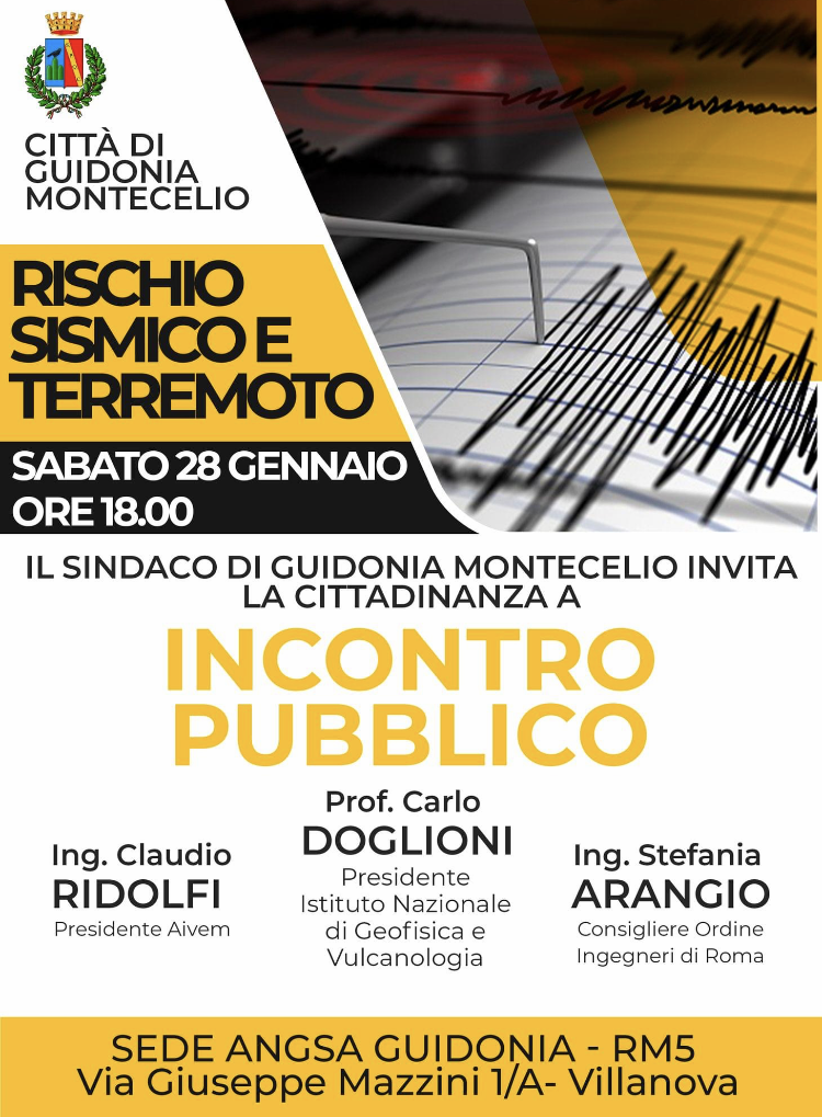 Guidonia: incontro pubblico sul “Rischio sismico e terremoti”