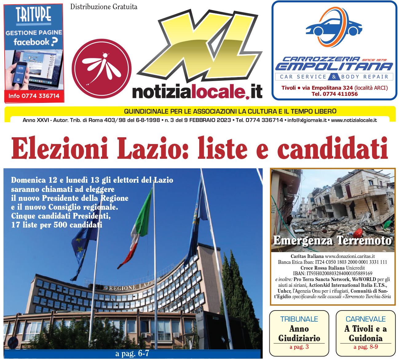 XLGIORNALE in distribuzione il n. 3 del 9 febbraio 2023