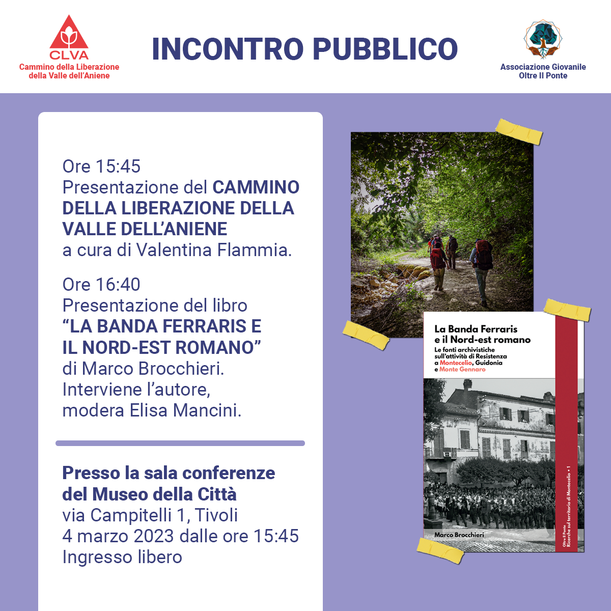 Tivoli, oggi si presenta il  Cammino della Liberazione Valle dell’Aniene