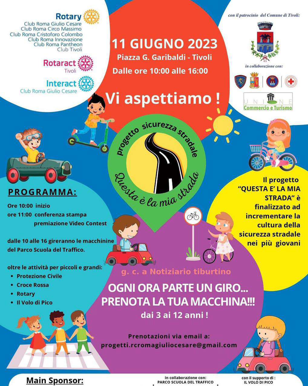 Tivoli: domenica a Piazza Garibaldi “Progetto Sicurezza Stradale”