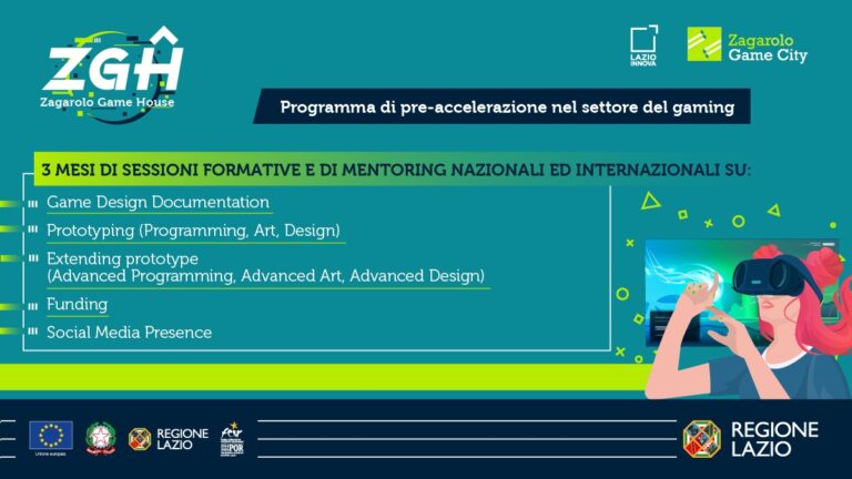 Zagarolo Game House: programma di pre-accelerazione di Lazio Innova dedicato al settore del gaming