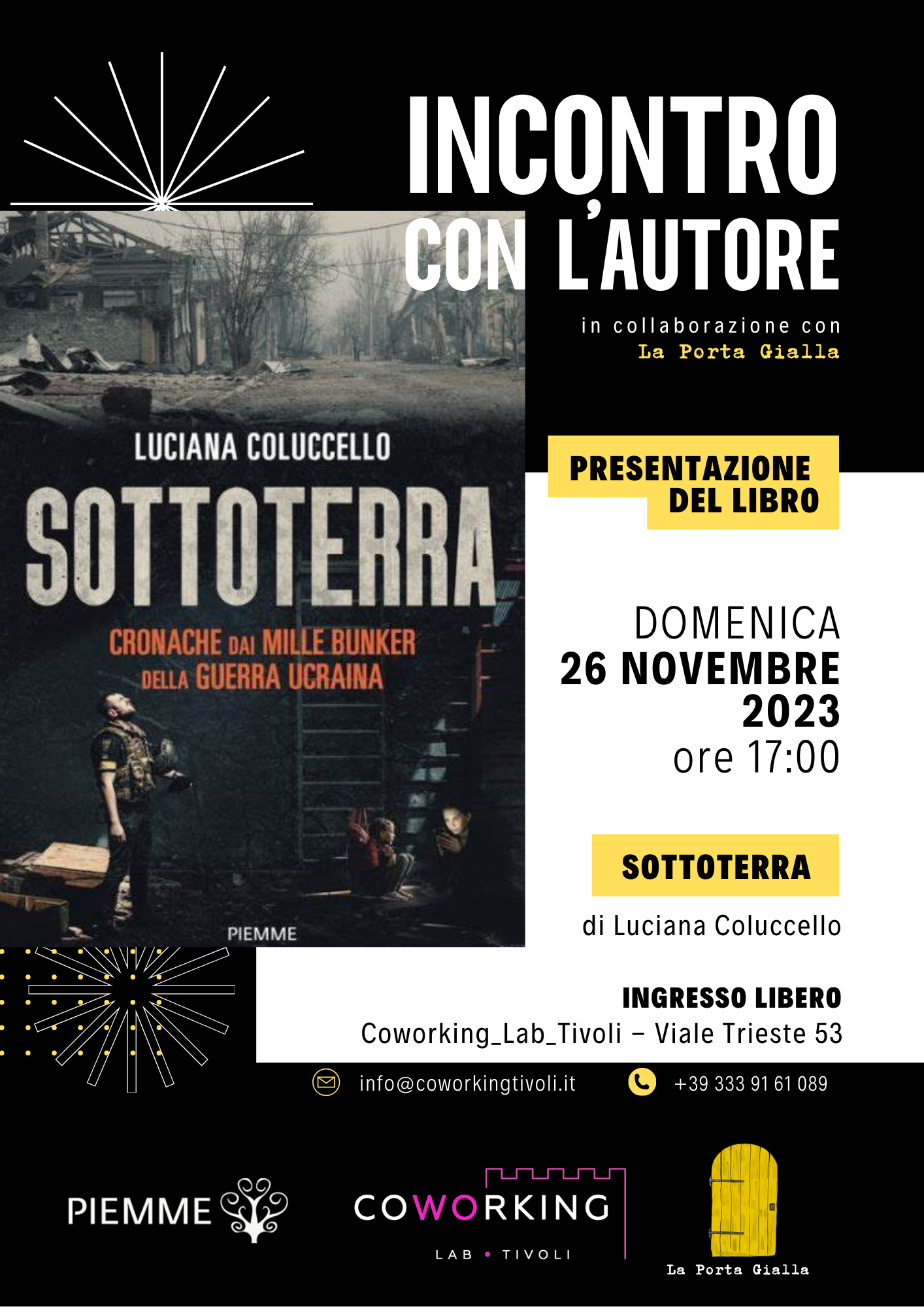 Domenica 26 novembre presentazione del  libro di Luciana Coluccello al Coworking Tivoli