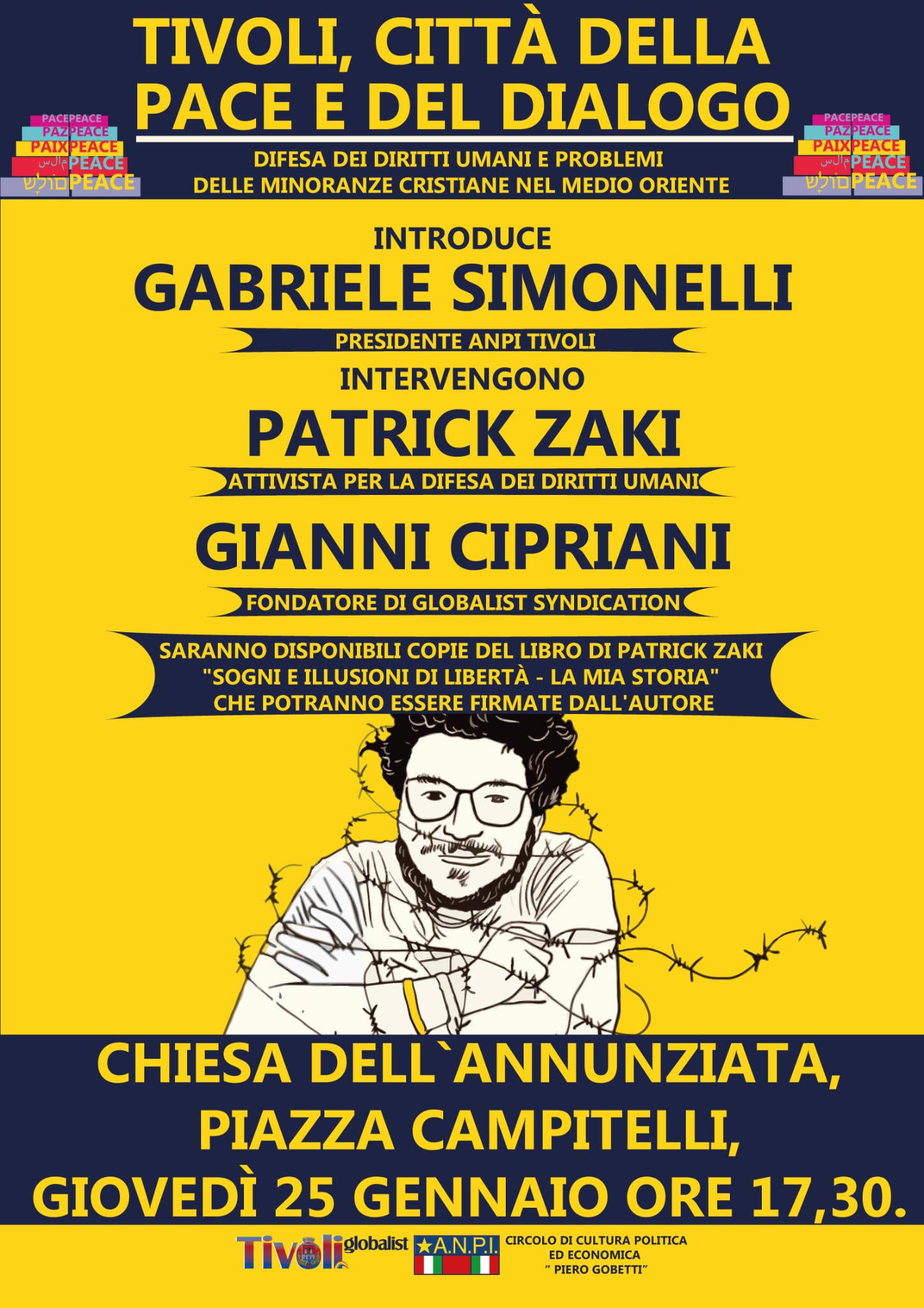 Tivoli: incontro con Patrick Zaki giovedì alla Chiesa dell’Annunziata