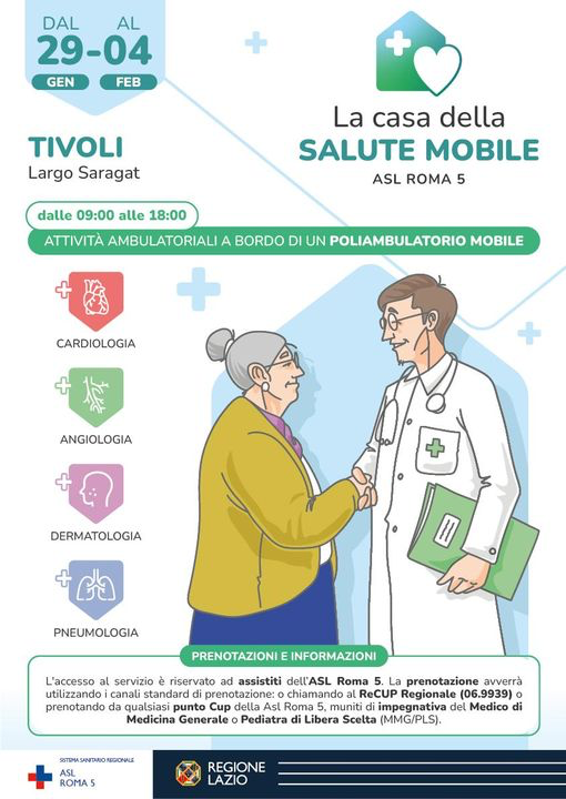 Screening sanitario a Tivoli dal 29 gennaio al 3 febbraio
