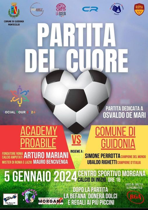 Al Centro Sportivo Morgana “Partita del Cuore” in onore di Osvaldo De Mari