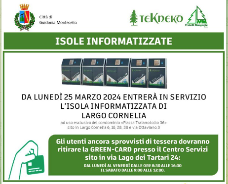 Guidonia: isola informatizzata per la raccolta dei rifiuti ai residenti di largo Cornelia