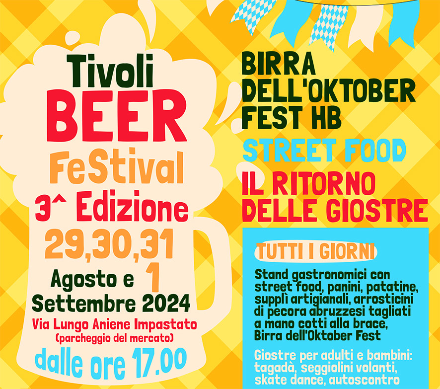 Tivoli Beer Festival: dal 29 agosto al 1° settembre