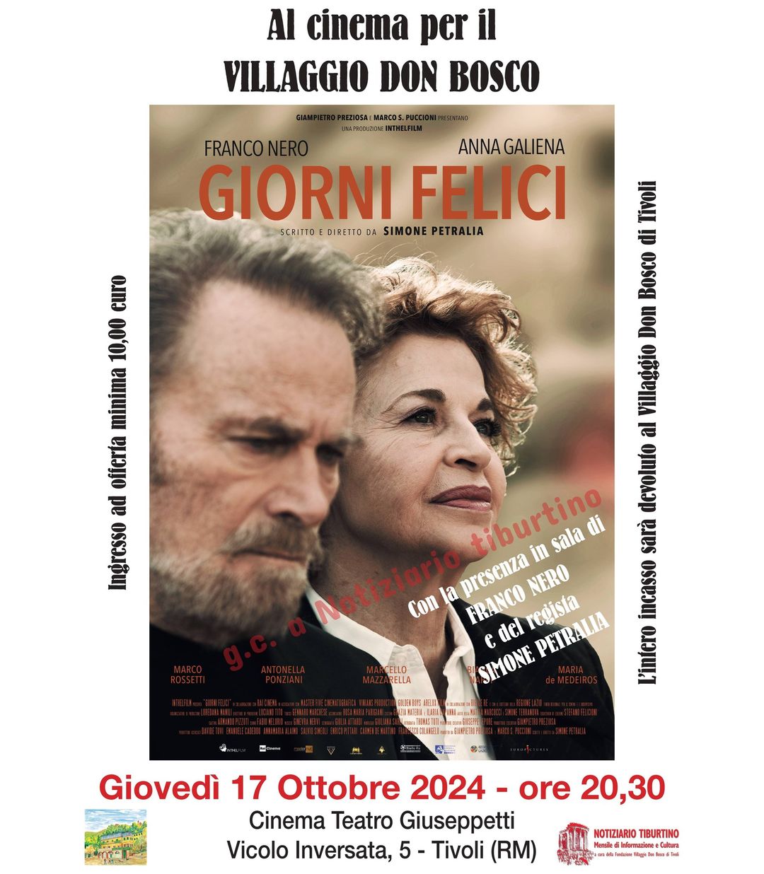 Una serata di cinema con Franco Nero per il Villaggio Don Bosco