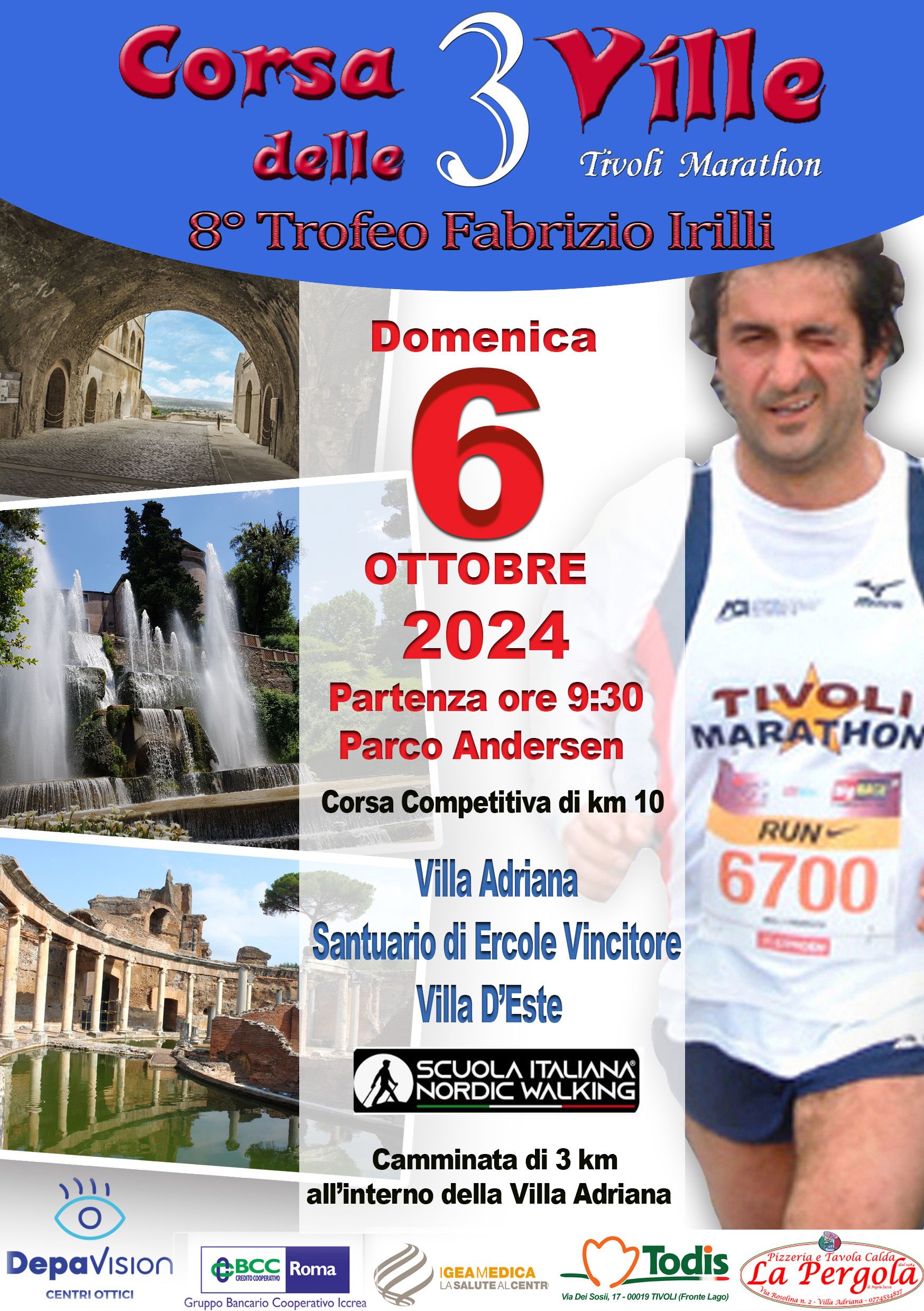Il 6 ottobre a Tivoli Corsa delle 3 ville -Trofeo Fabrizio Irilli