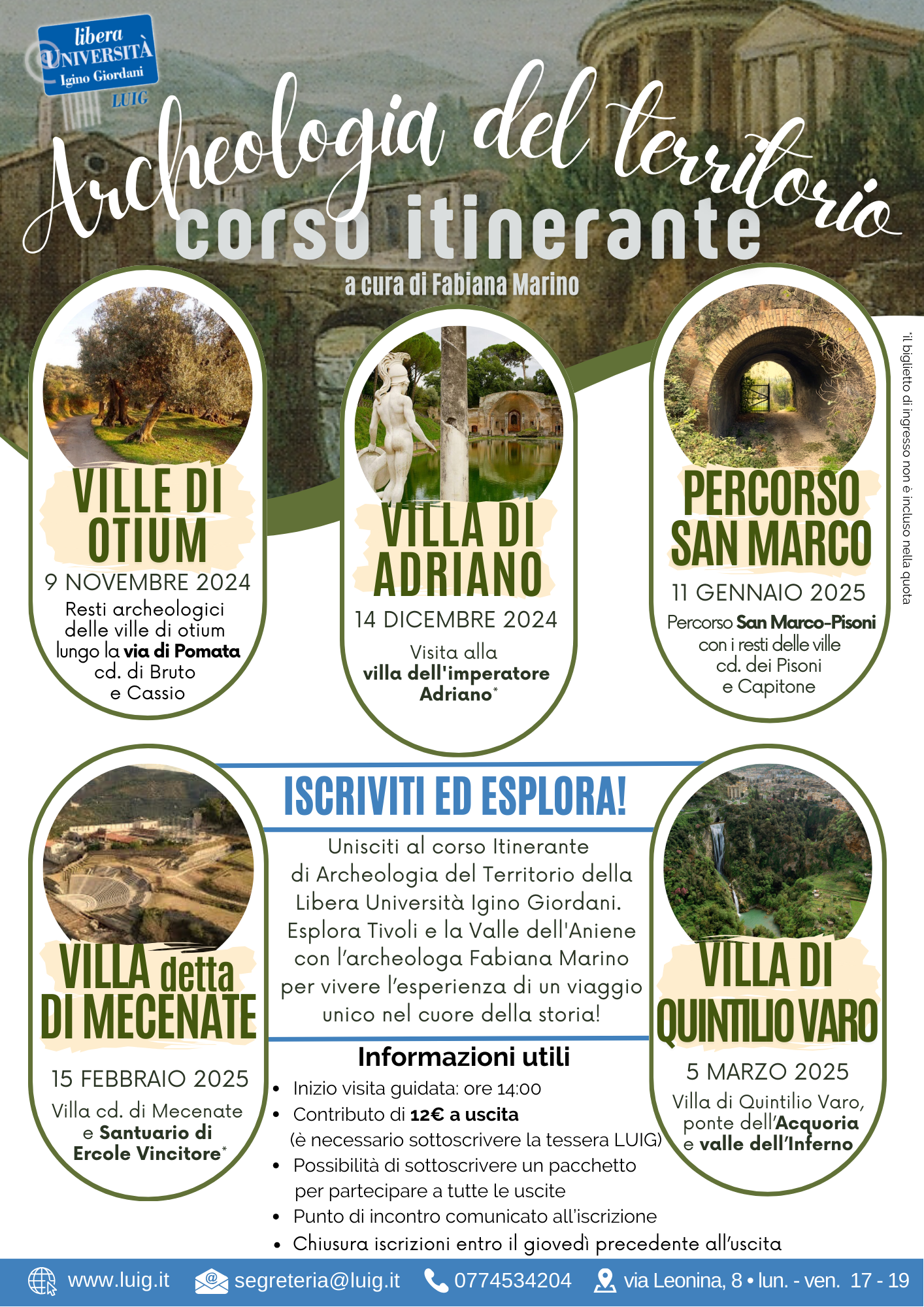 Alla scoperta dell’archeologia e della Valle dell’Aniene con la Luig