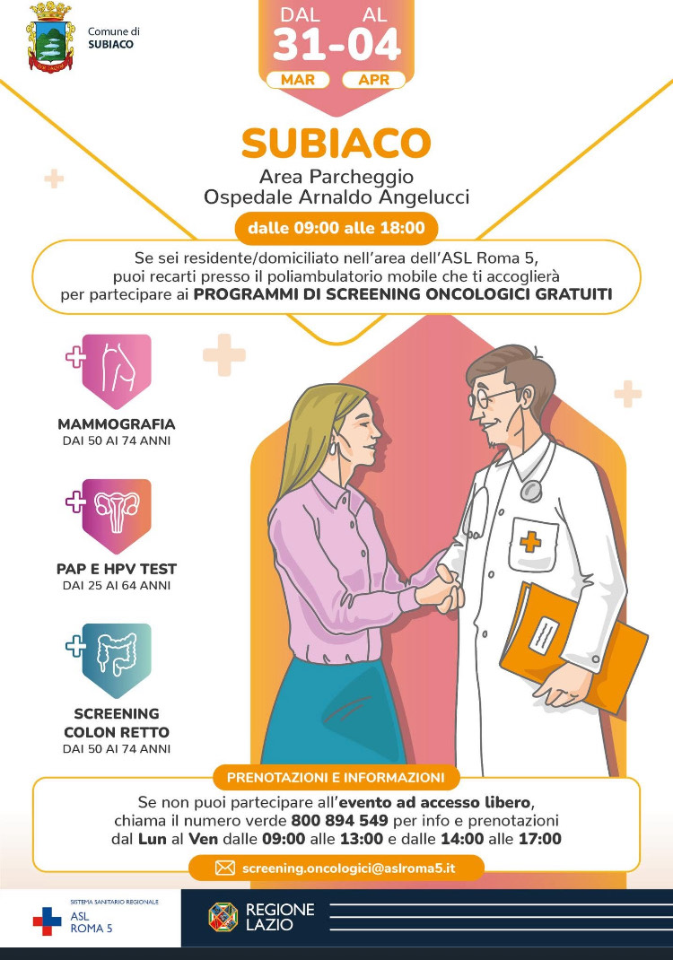 Asl Roma 5: la Casa dello Screening a Subiaco