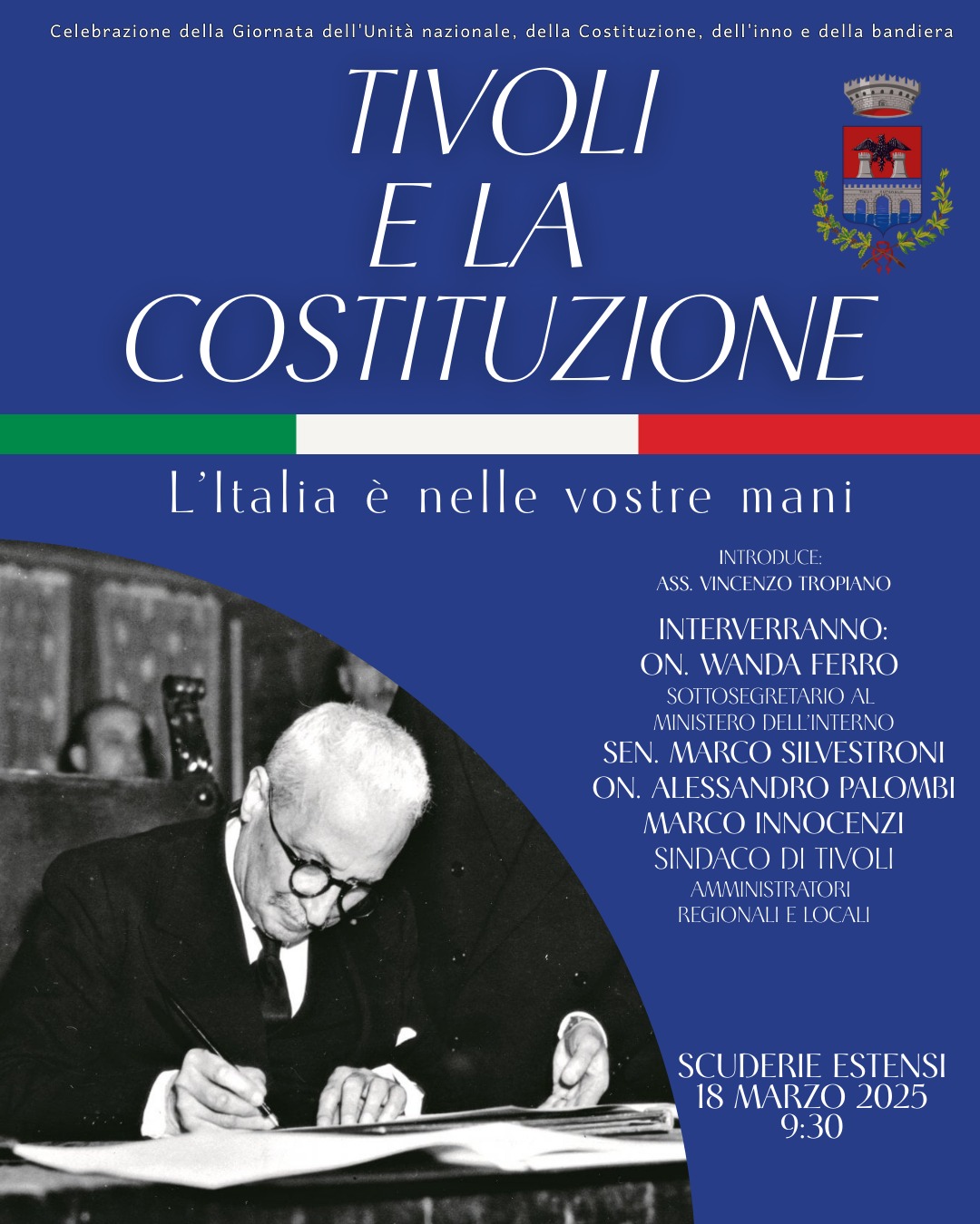 Tivoli e la Costituzione: polemiche da parte del Partito Democratico