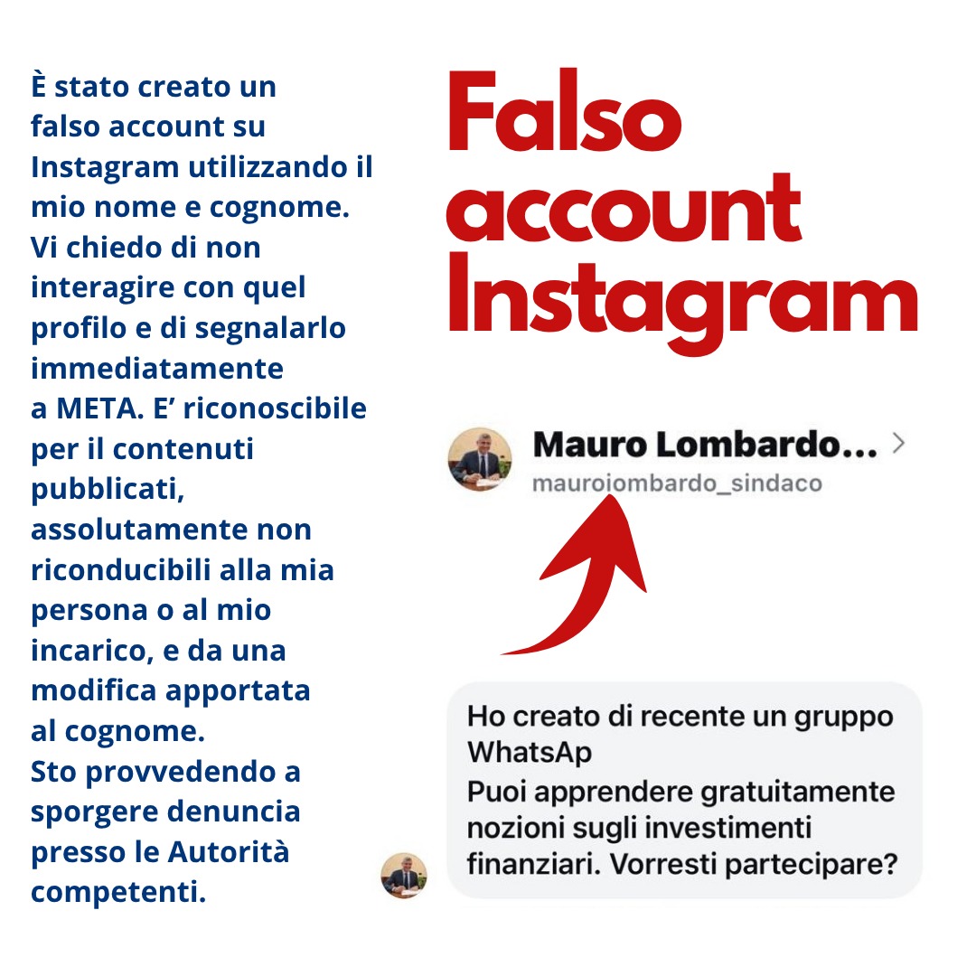 🔴 Creazione di un falso account Instagram del sindaco di Guidonia