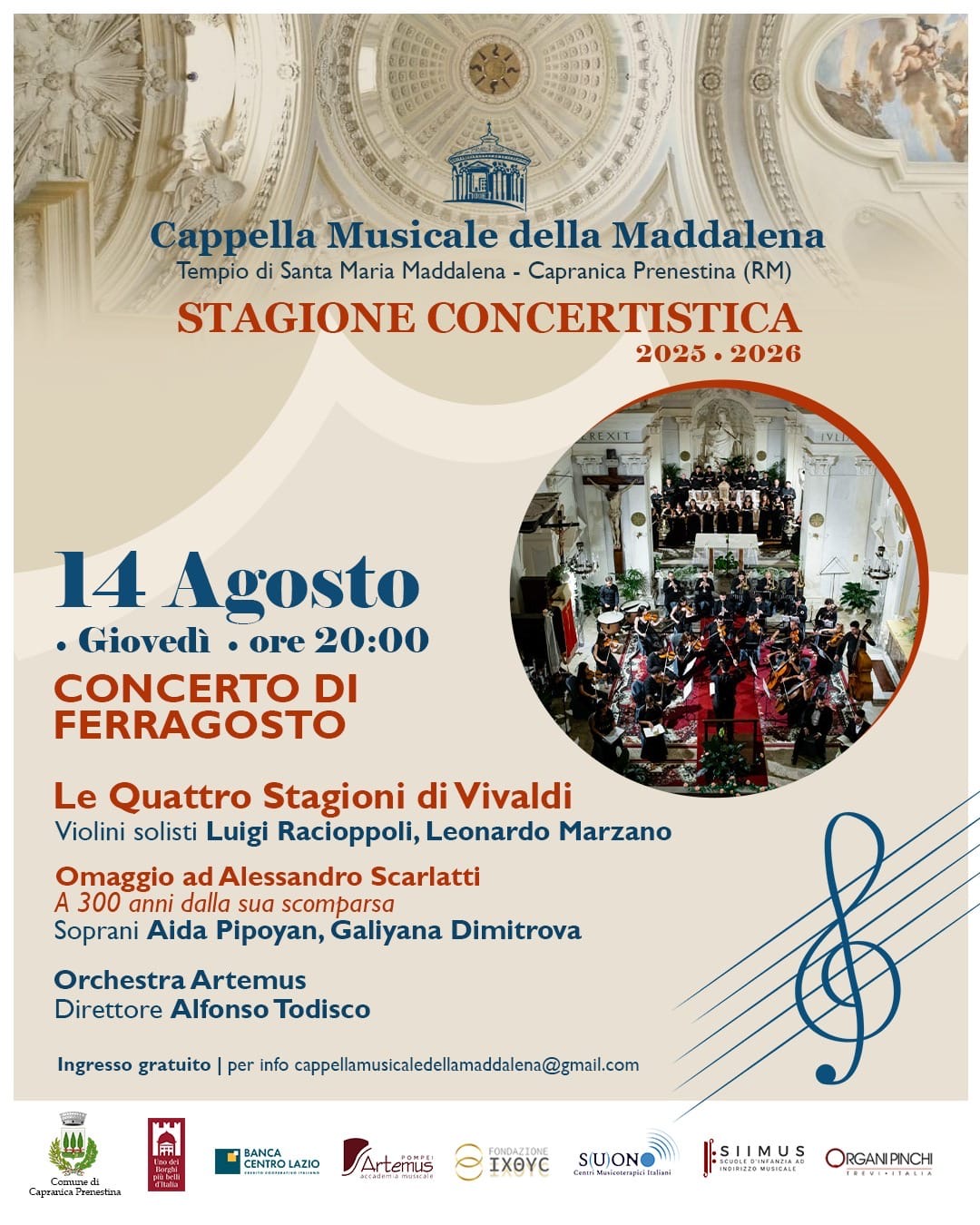 Capranica Prenestina celebra il Ferragosto con Scarlatti e Vivaldi