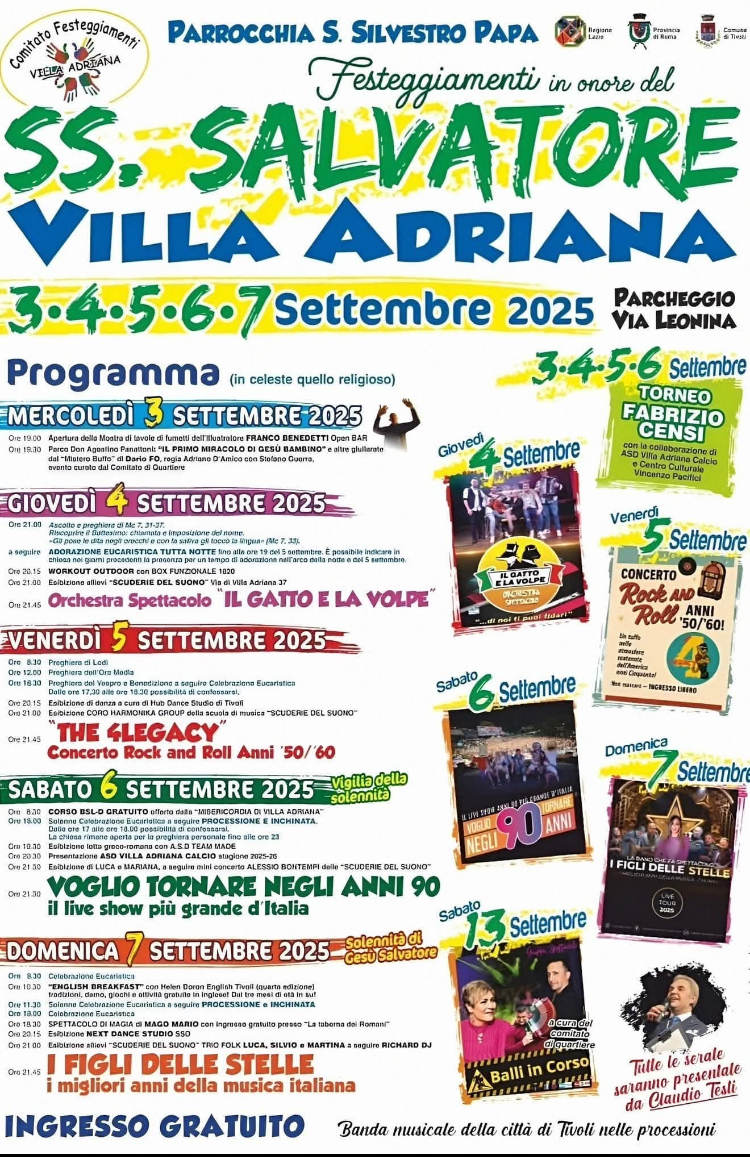 Villa Adriana in festa: tornano i Festeggiamenti in onore del SS. Salvatore