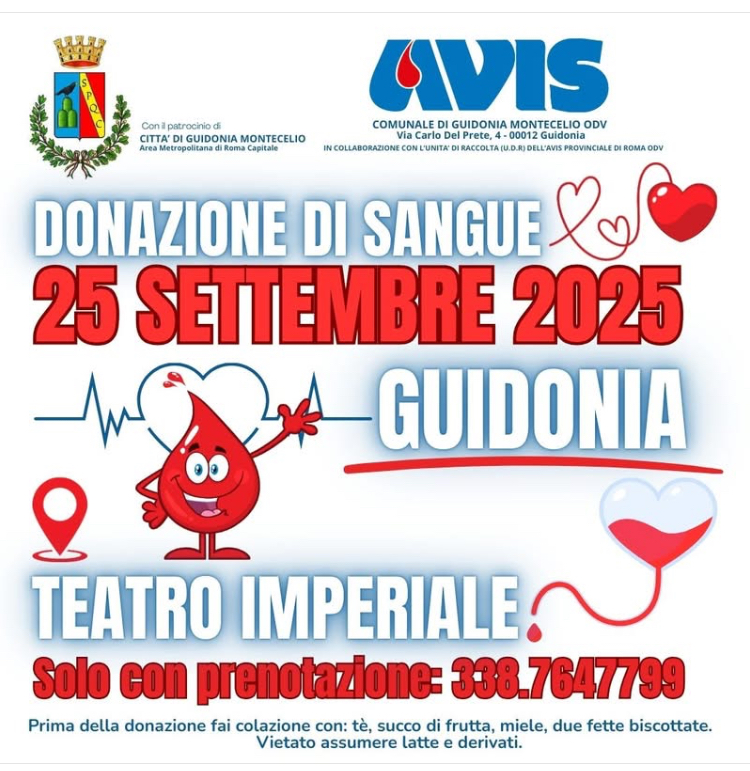Donazione di sangue a Guidonia: un gesto di solidarietà per il 25 settembre 2025
