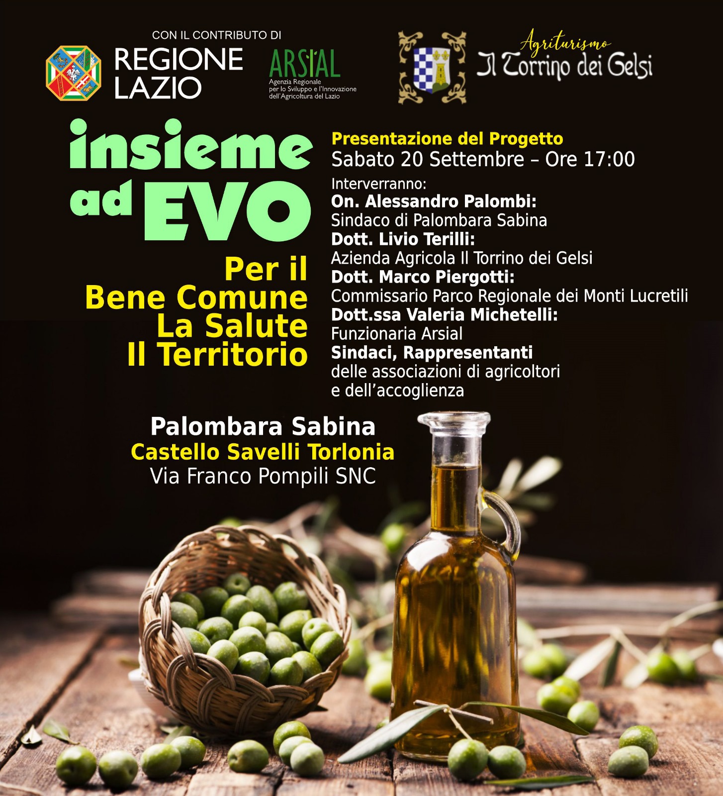 Parte da Palombara Sabina il progetto oleoturistico “Insieme a Evo”