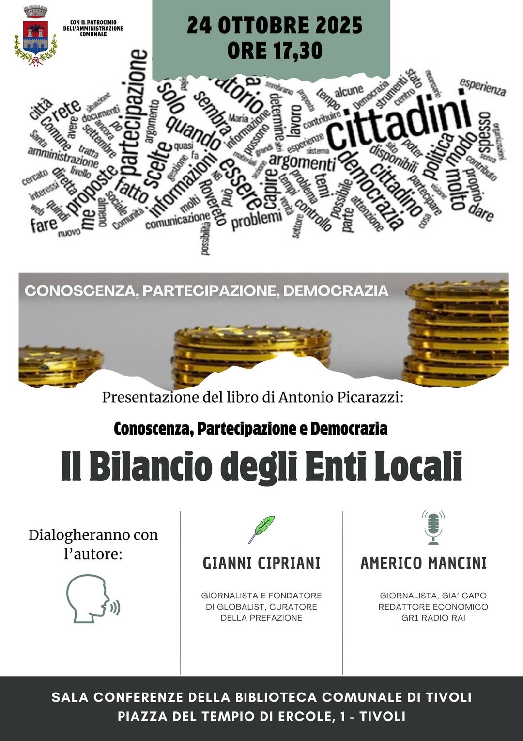 Antonio Picarazzi presenta a Tivoli il suo nuovo libro sul bilancio degli enti locali