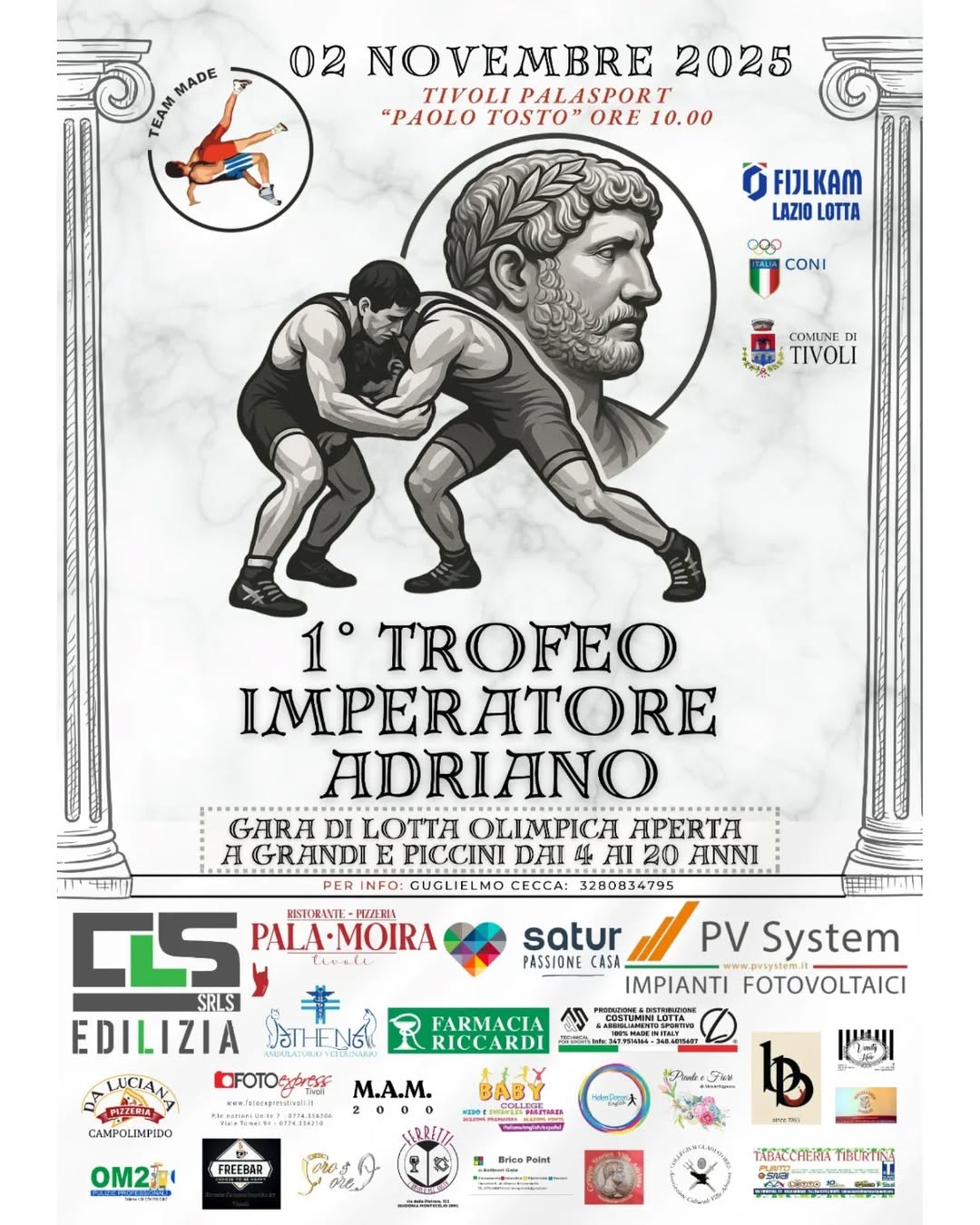 Tivoli ospita il “1° Trofeo Imperatore Adriano” di lotta olimpica